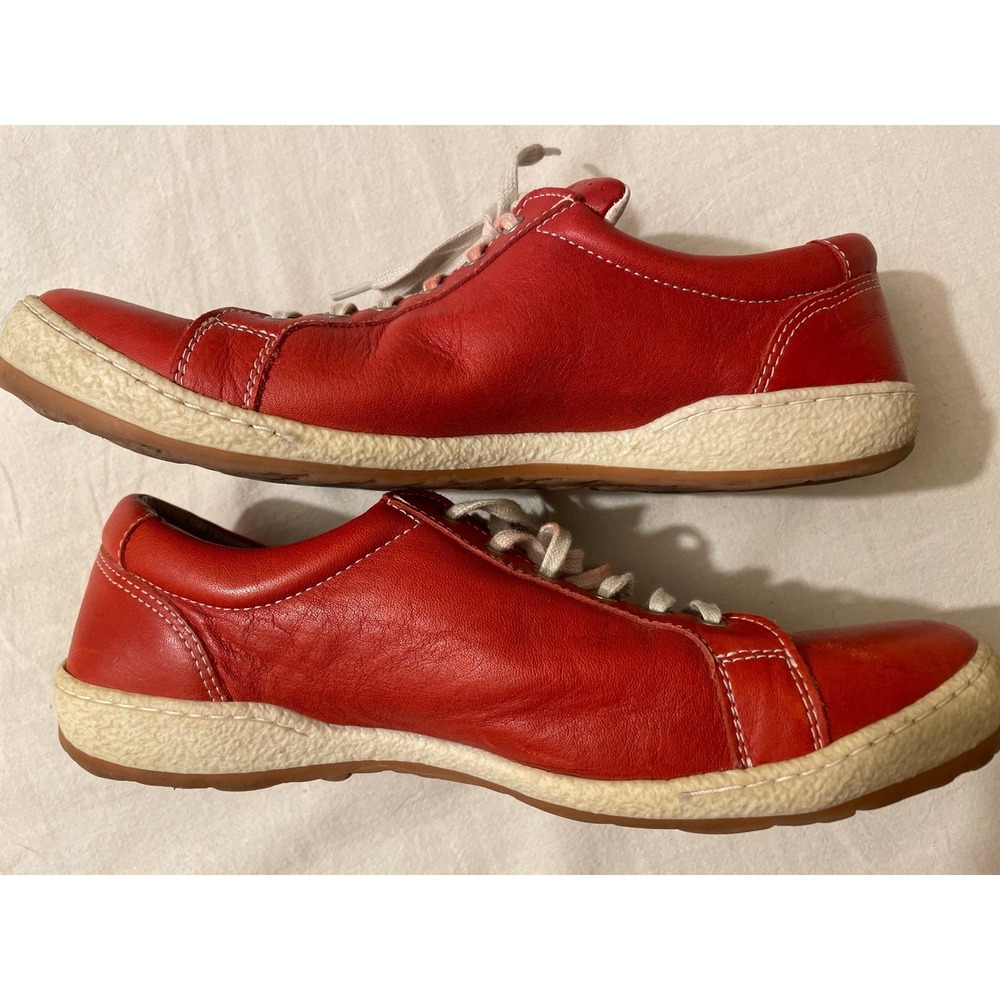 Soleterra Women Size 40 US 8 Red Leather Lace Up Sneakers Made in Portugal - Picture 11 of 11